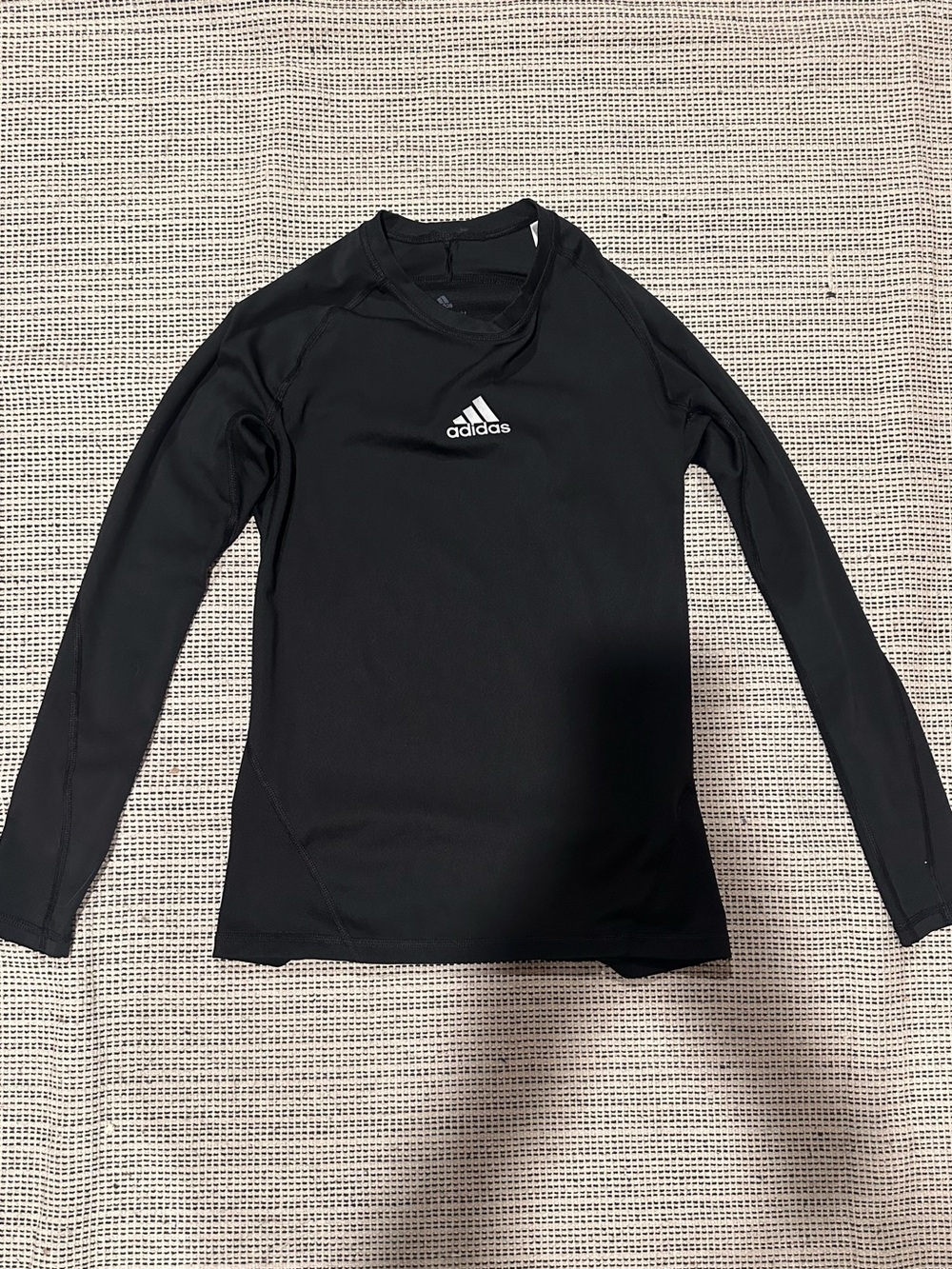 adidas Black Long-Sleeve Performance Tee with White Logo